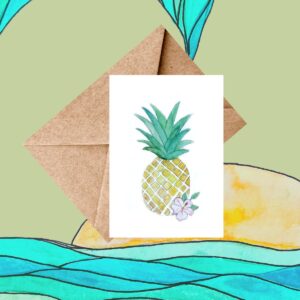 Aloha Pineapple watercolor card