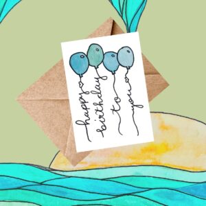 Birthday Balloons Watercolor card