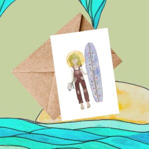 Boho surfer girl card