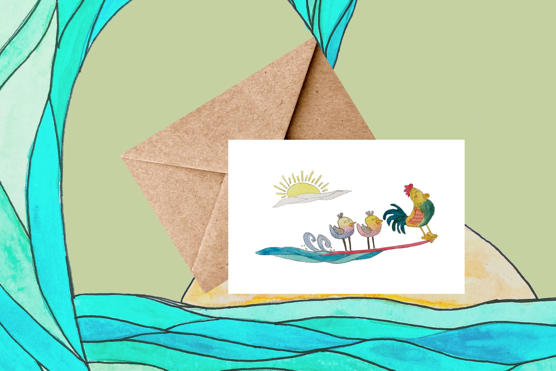 Chicken party wave card