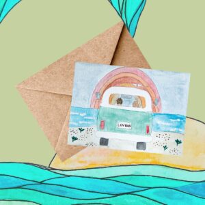 luv bus watercolor card