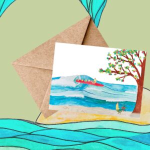 Surfing Chickens Watercolor Design