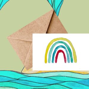 Yellow Whimsical Watercolor Rainbow card