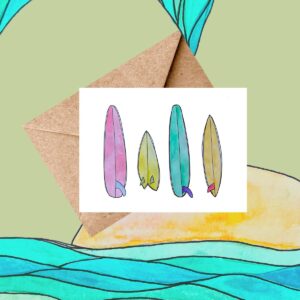 surfboard quiver watercolor card