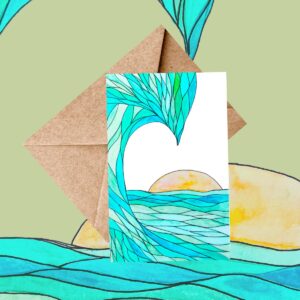 wave and sun watercolor card