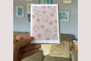 Monstera Collage Card Pink Background