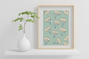 Protea Collage Blue Print