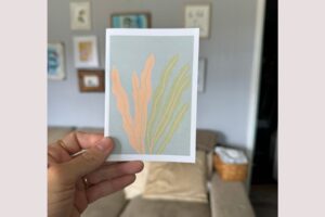 Seaweed card blue background