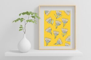 Protea Collage Yellow Print