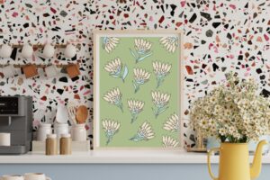 Protea Collage Green Print