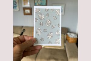 Monstera Collage Card Blue Background