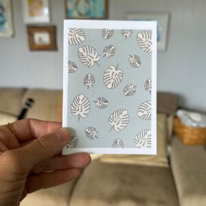 Monstera Collage Card Blue Background
