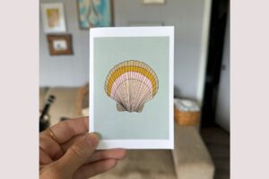 Sunrise Shell Card blue background