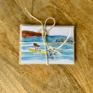 watercolor surf art card pack